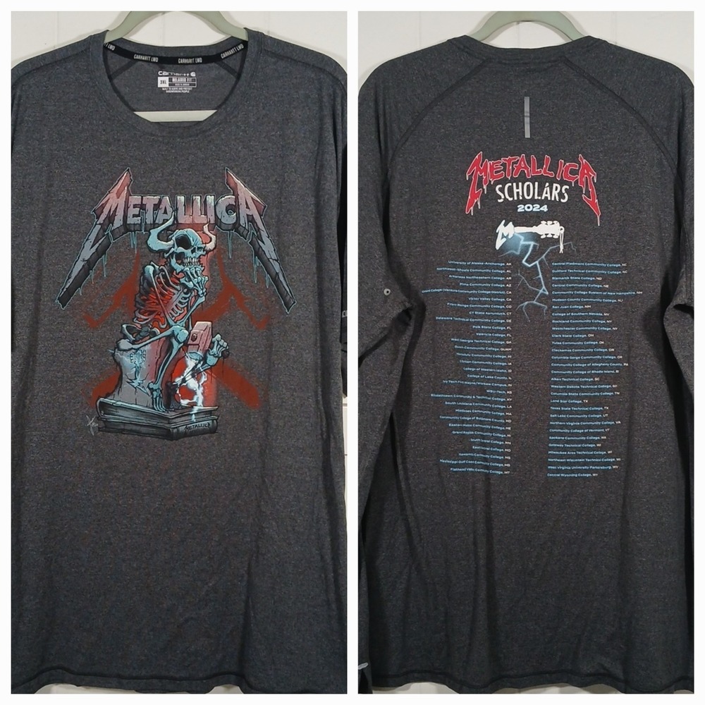 Carhartt × Metallica T-Shirt Scholars 2024 Men's 3XL Relaxed Fit Gray Concert SS